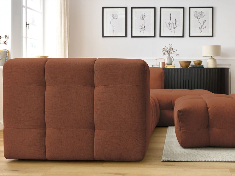 Canapé D'Angle Fixe - Cloud - Tissu Lisse Avec Pouf - Angle Droit