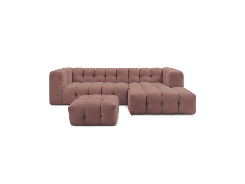 Canapé D'Angle Fixe - Cloud - Tissu Lisse Avec Pouf - Angle Droit