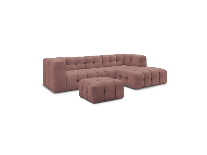 Canapé D'Angle Fixe - Cloud - Tissu Lisse Avec Pouf - Angle Droit