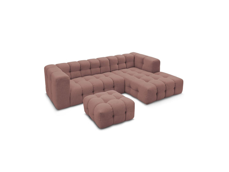 Canapé D'Angle Fixe - Cloud - Tissu Lisse Avec Pouf - Angle Droit