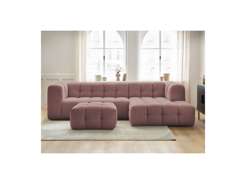 Canapé D'Angle Fixe - Cloud - Tissu Lisse Avec Pouf - Angle Droit