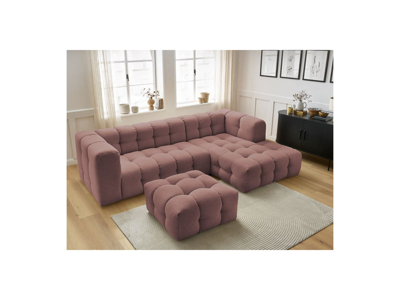 Canapé D'Angle Fixe - Cloud - Tissu Lisse Avec Pouf - Angle Droit