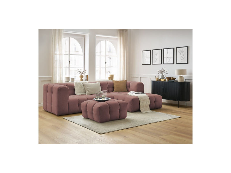 Canapé D'Angle Fixe - Cloud - Tissu Lisse Avec Pouf - Angle Droit