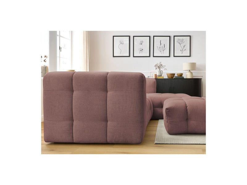 Canapé D'Angle Fixe - Cloud - Tissu Lisse Avec Pouf - Angle Droit