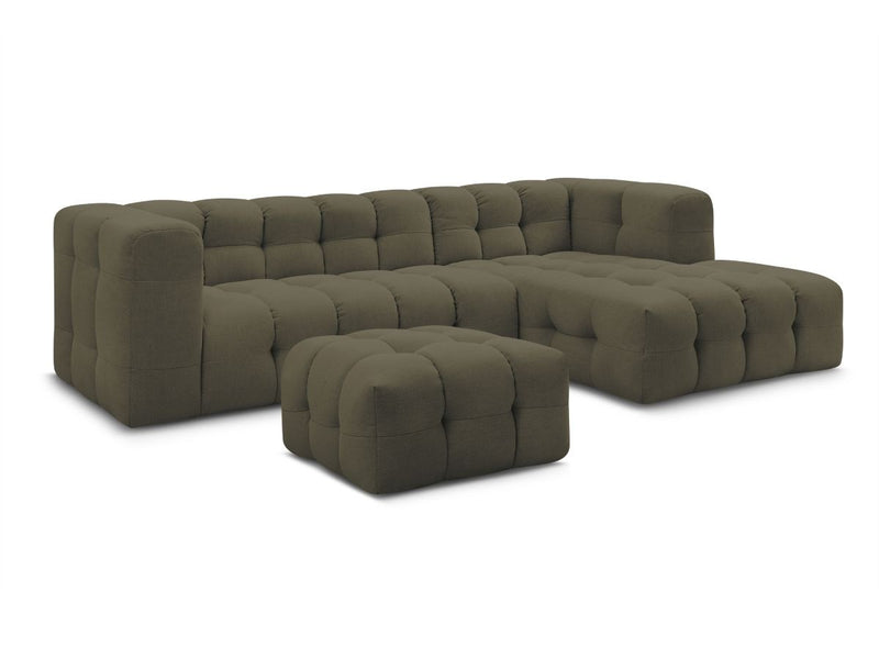 Canapé D'Angle Fixe - Cloud - Tissu Lisse Avec Pouf - Angle Droit