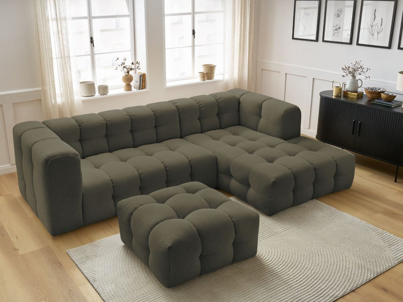 Canapé D'Angle Fixe - Cloud - Tissu Lisse Avec Pouf - Angle Droit