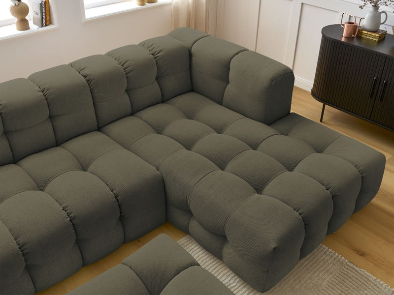 Canapé D'Angle Fixe - Cloud - Tissu Lisse Avec Pouf - Angle Droit