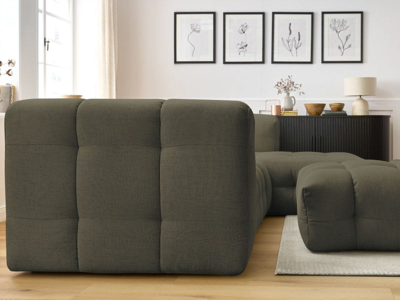 Canapé D'Angle Fixe - Cloud - Tissu Lisse Avec Pouf - Angle Droit