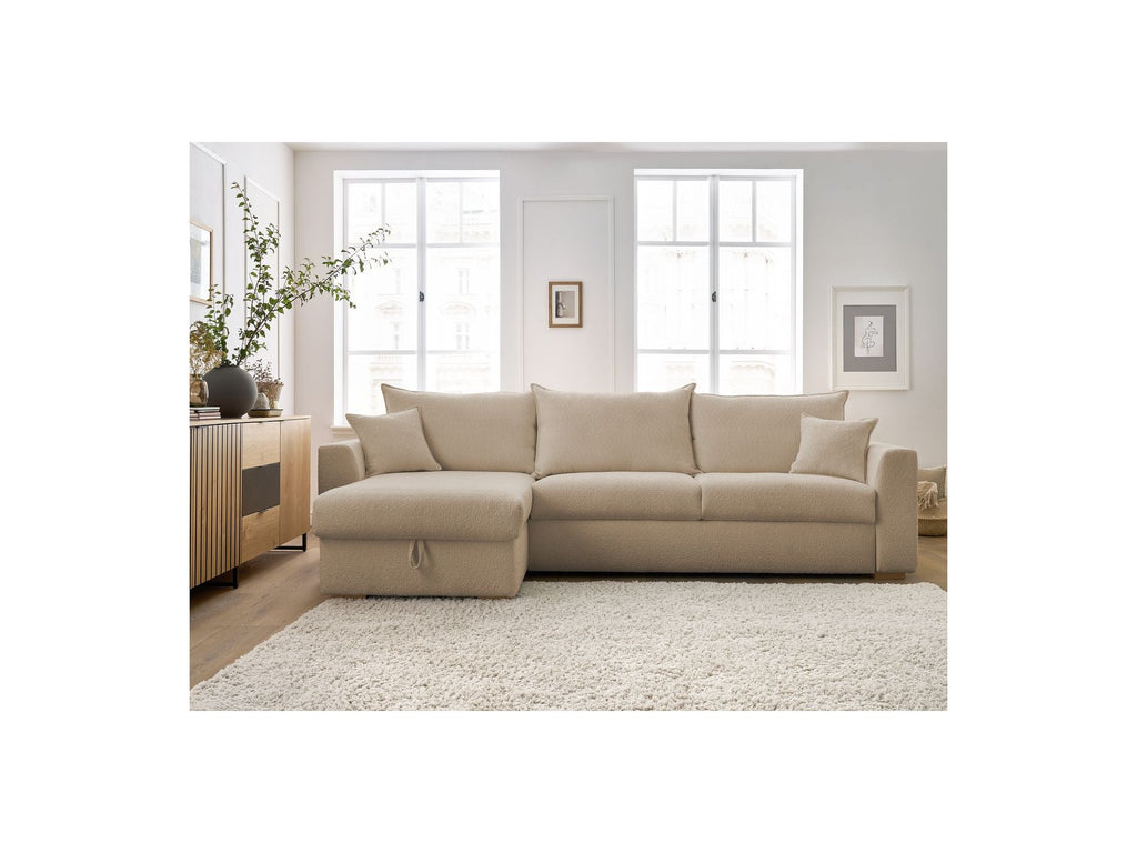 Augustin - Canapé D'Angle Réversible Convertible Ouverture Express - Tissu Bouclette