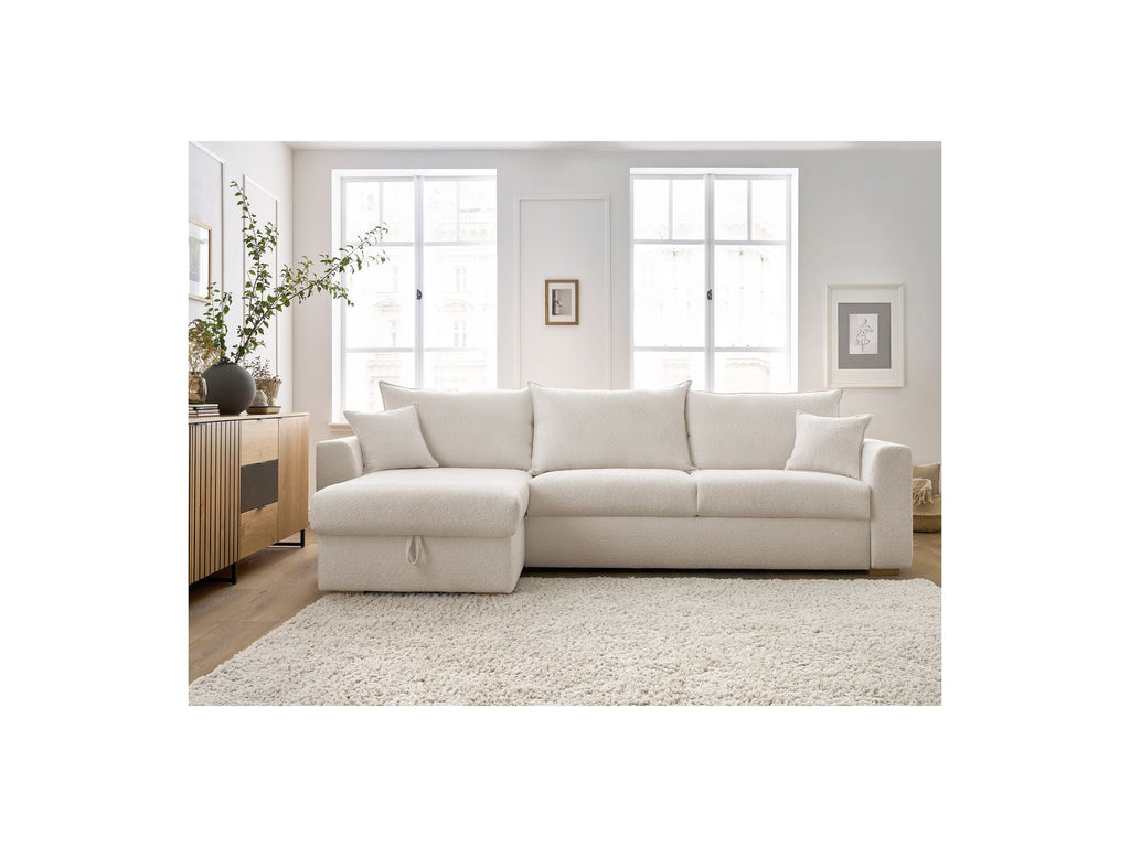 Augustin - Canapé D'Angle Réversible Convertible Ouverture Express - Tissu Bouclette