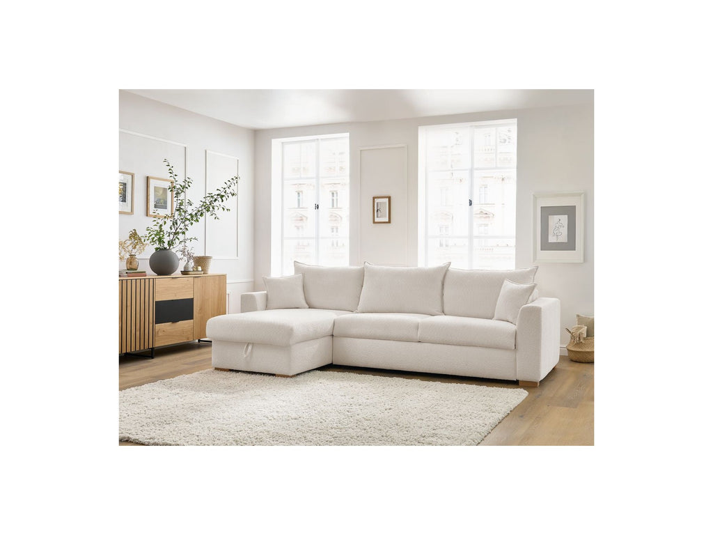 Augustin - Canapé D'Angle Réversible Convertible Ouverture Express - Tissu Bouclette