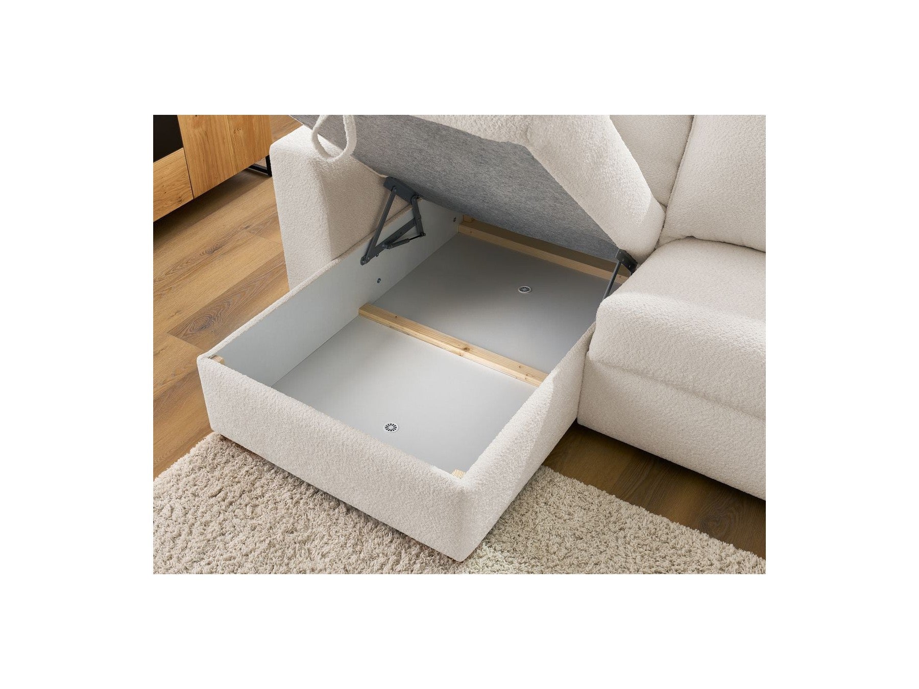 Augustin - Canapé D'Angle Réversible Convertible Ouverture Express - Tissu Bouclette