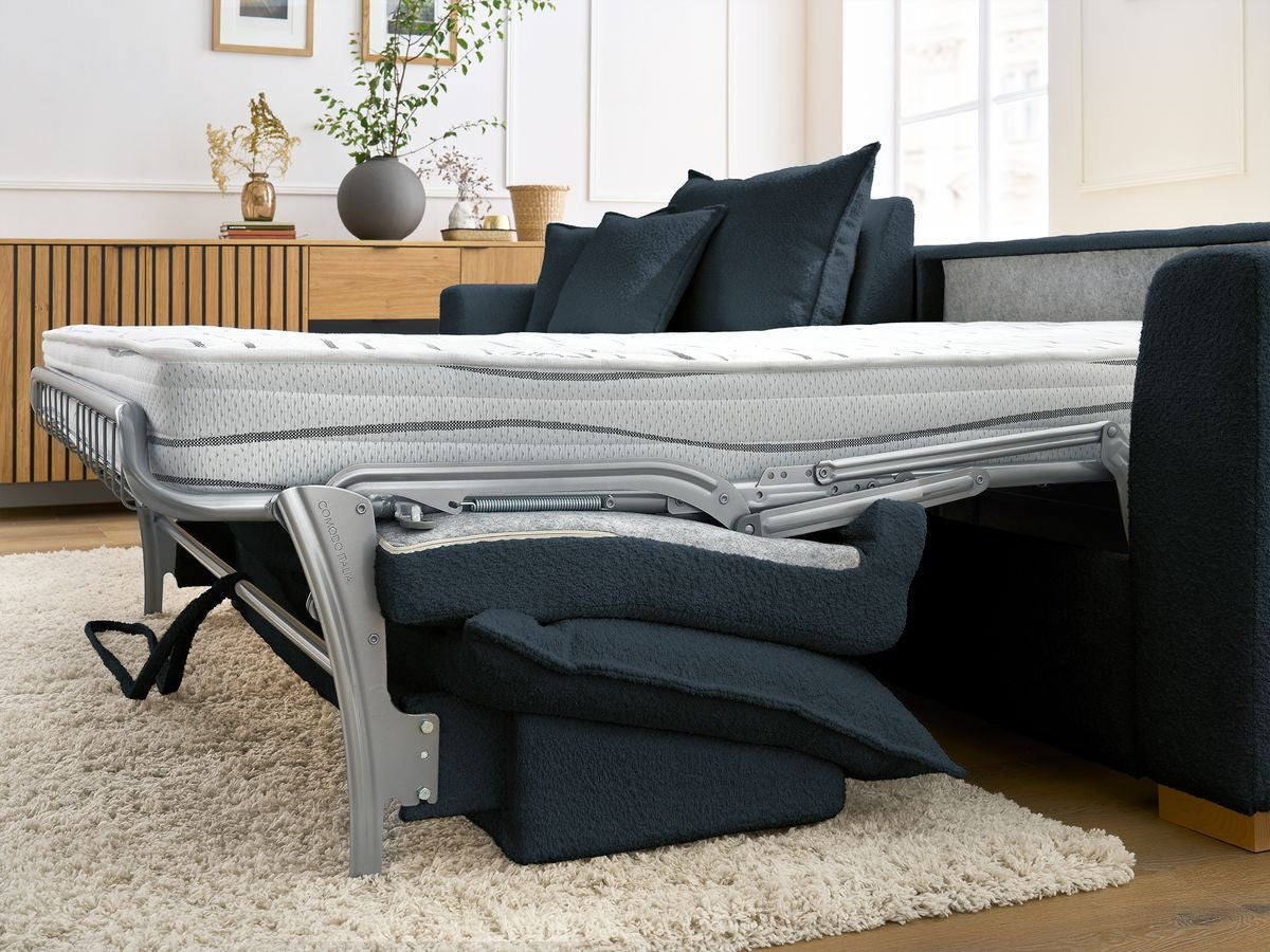 Augustin - Canapé D'Angle Réversible Convertible Ouverture Express - Tissu Bouclette