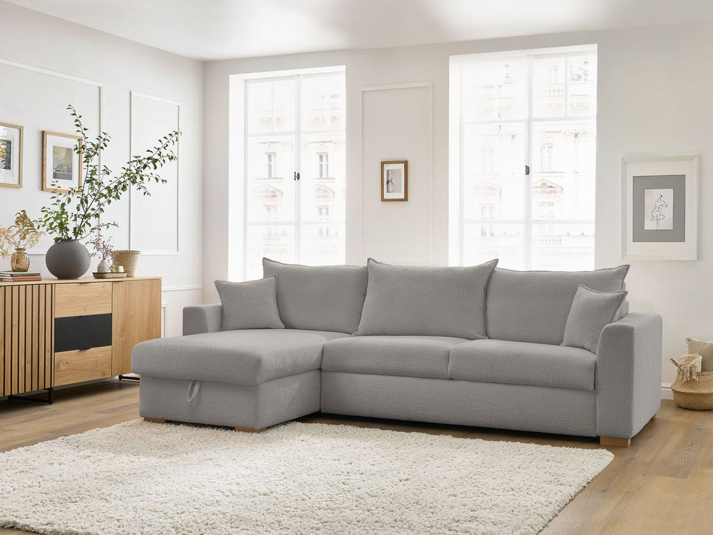 Augustin - Canapé D'Angle Réversible Convertible Ouverture Express - Tissu Bouclette