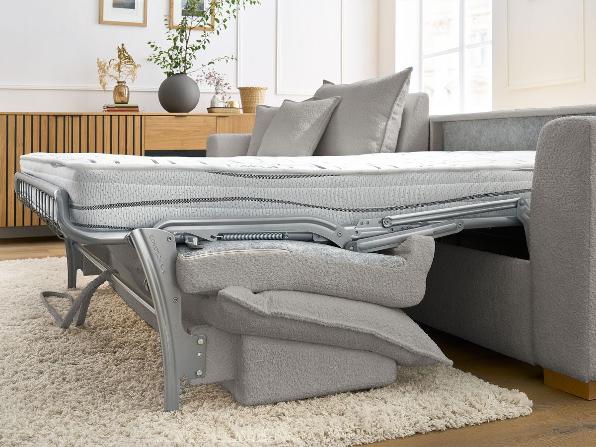 Augustin - Canapé D'Angle Réversible Convertible Ouverture Express - Tissu Bouclette