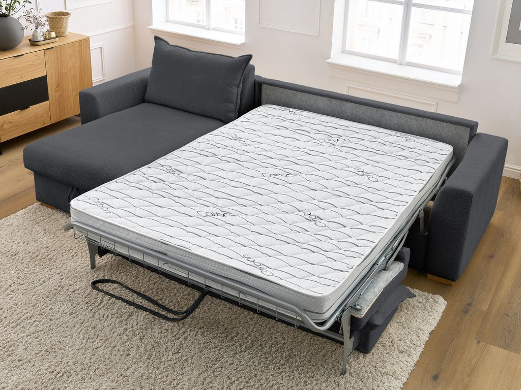 Augustin - Canapé D'Angle Réversible Convertible Ouverture Express - Tissu Bouclette