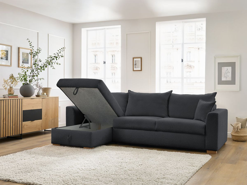 Augustin - Canapé D'Angle Réversible Convertible Ouverture Express - Tissu Bouclette