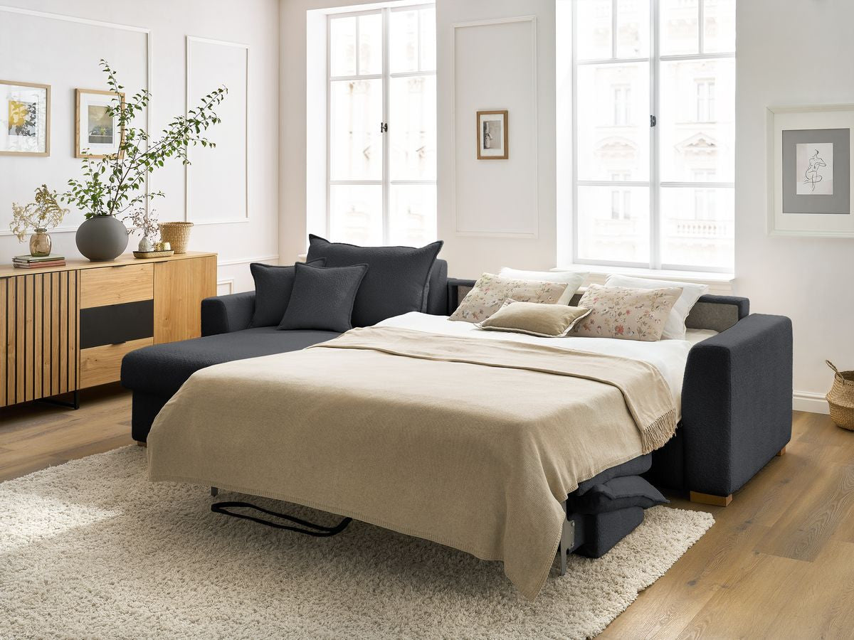 Augustin - Canapé D'Angle Réversible Convertible Ouverture Express - Tissu Bouclette