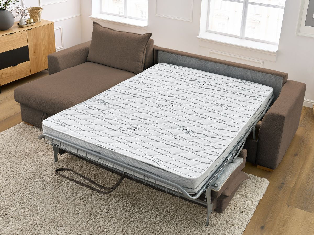 Augustin - Canapé D'Angle Réversible Convertible Ouverture Express - Tissu Bouclette