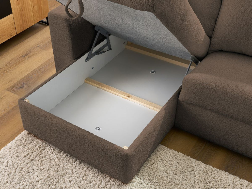 Augustin - Canapé D'Angle Réversible Convertible Ouverture Express - Tissu Bouclette