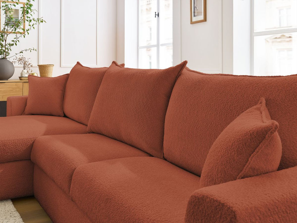 Augustin - Canapé D'Angle Réversible Convertible Ouverture Express - Tissu Bouclette