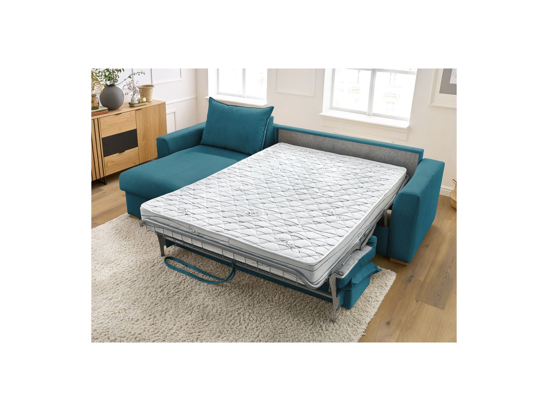 Augustin - Canapé D'Angle Réversible Convertible Ouverture Express - Tissu Bouclette