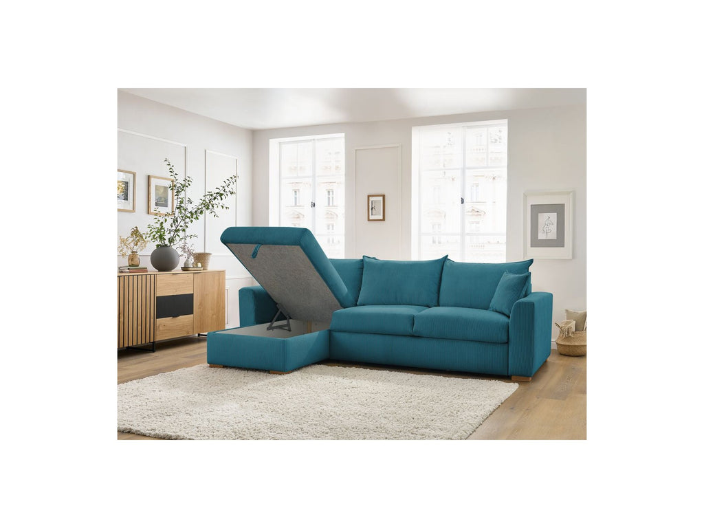 Augustin - Canapé D'Angle Réversible Convertible Ouverture Express - Tissu Bouclette