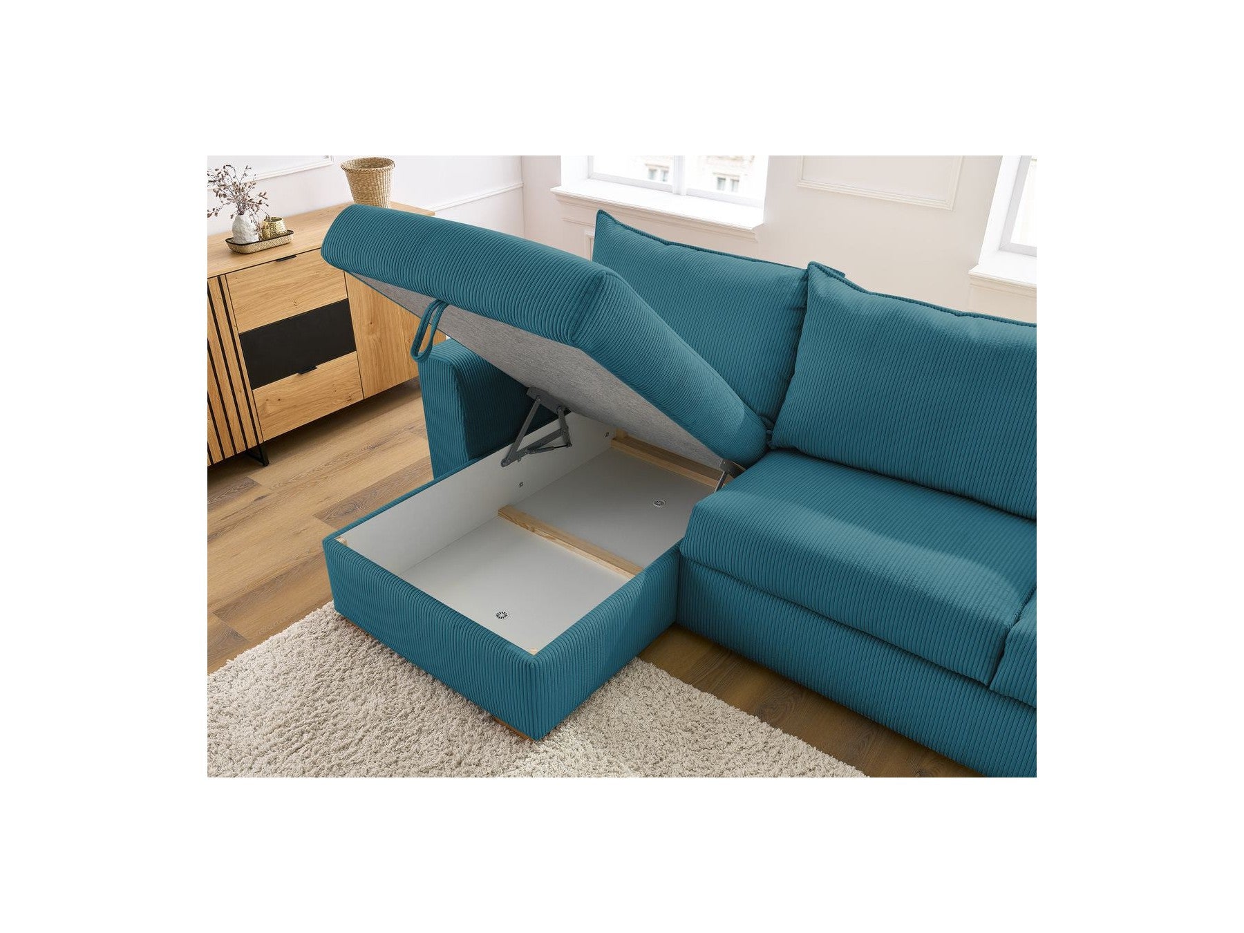 Augustin - Canapé D'Angle Réversible Convertible Ouverture Express - Tissu Bouclette