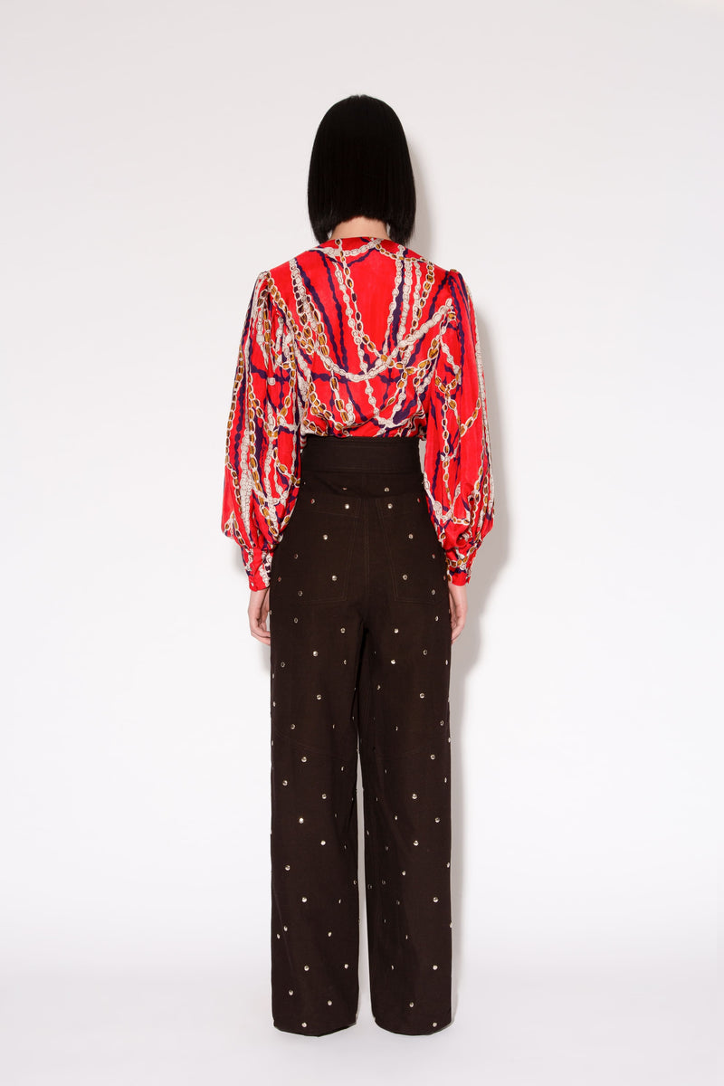 PANTALÓN UNNIE TACHUELAS MARMONT CARBÓN