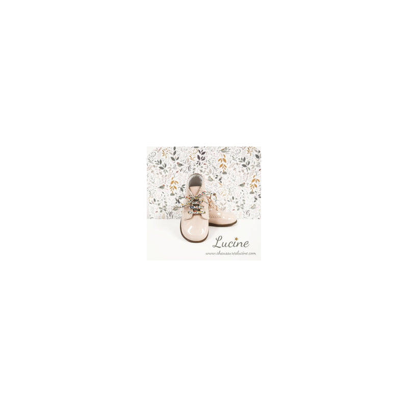 Clarence Frisettes Soft Ankle Boots - Nude Pink Patent Leather - Girls
