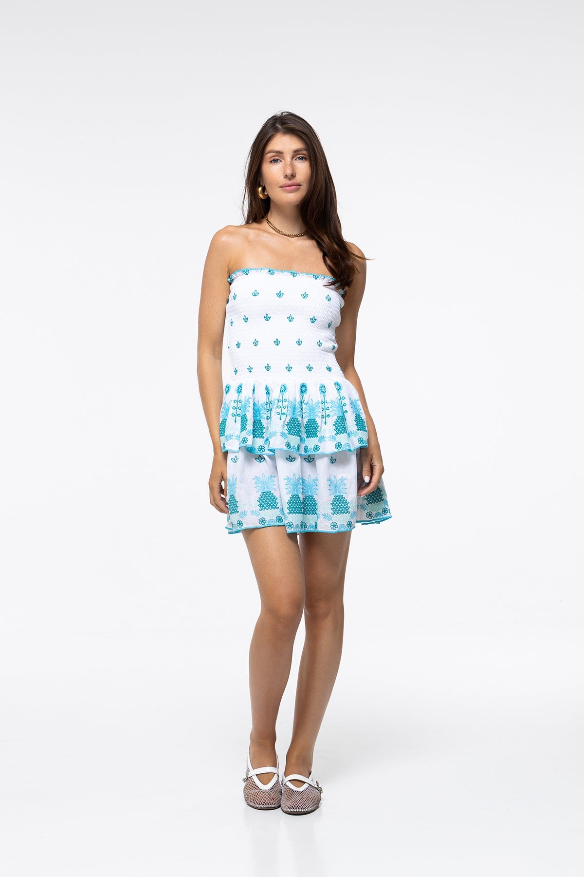 Ines Dress - Aqua Pineapple