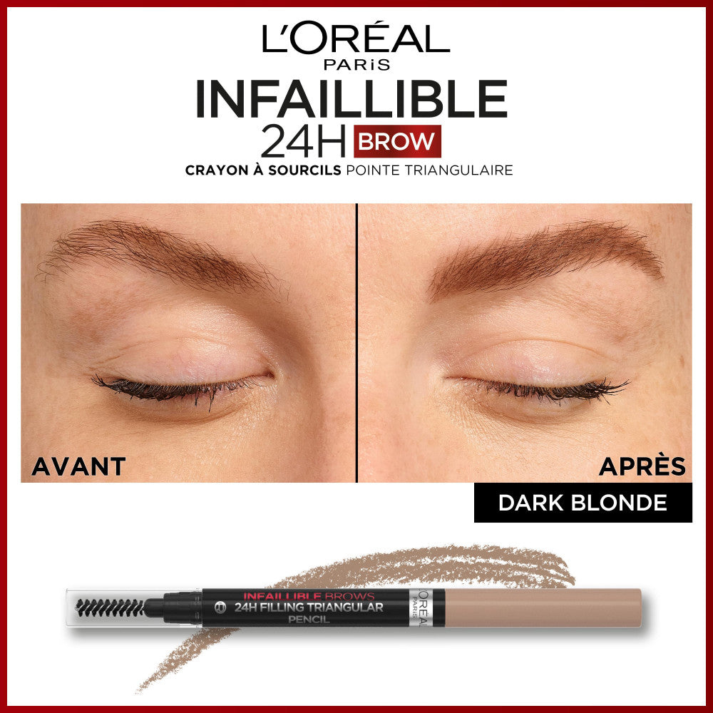 Infallible 24H Brow Lápiz de Cejas Punta Triangular 6 Rubio Oscuro