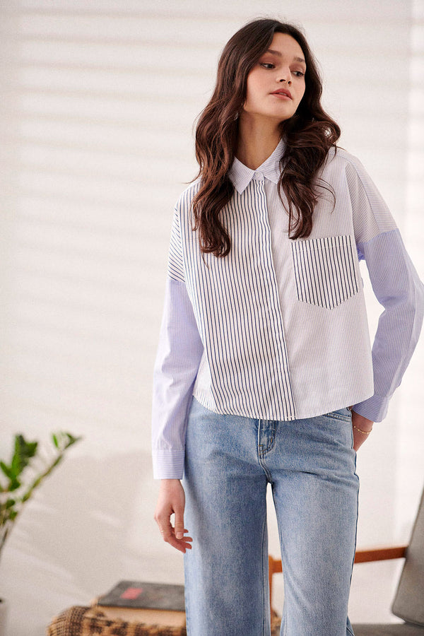 Chionodoxa Shirt - Striped Patchwork