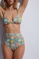 Culotte De Bain Haute Jamie - Flower Kaki