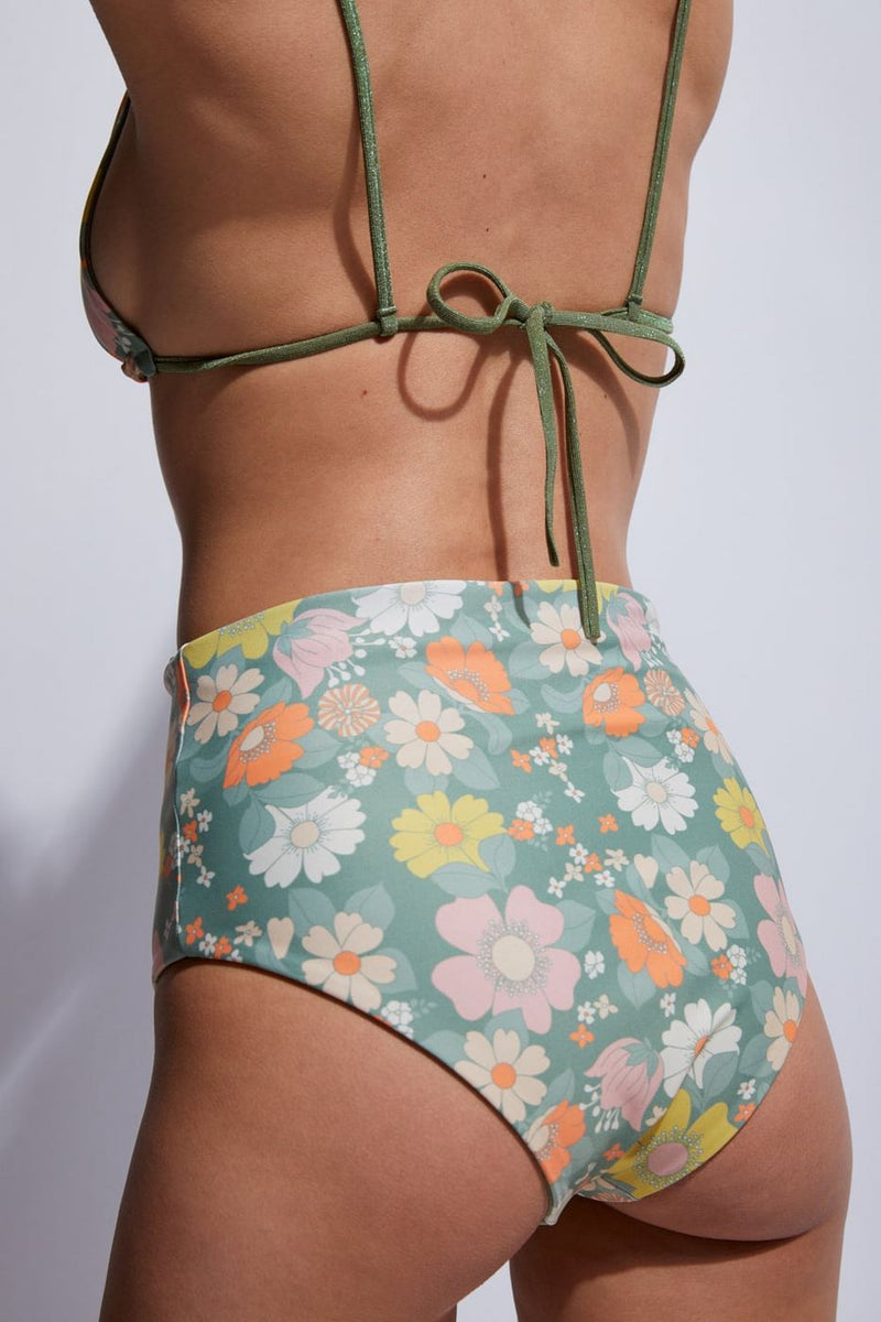 Culotte De Bain Haute Jamie - Flower Kaki