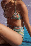 Culotte De Bain Haute Jamie - Flower Kaki