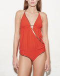 Jane 1-Piece Swimsuit - Red Waffle