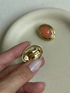 Boucles D’Oreilles Givenchy Vintage - Ovales Cabochons Roses