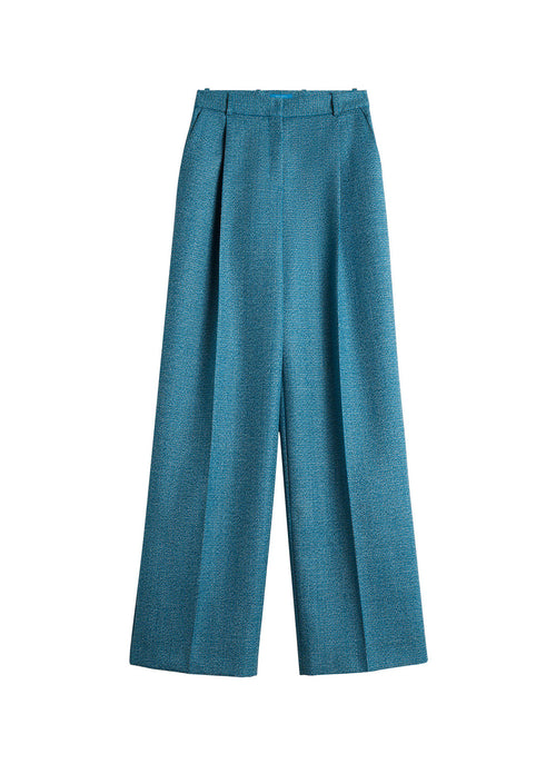 Pantalon - Pied De Poule Bleu - Femme