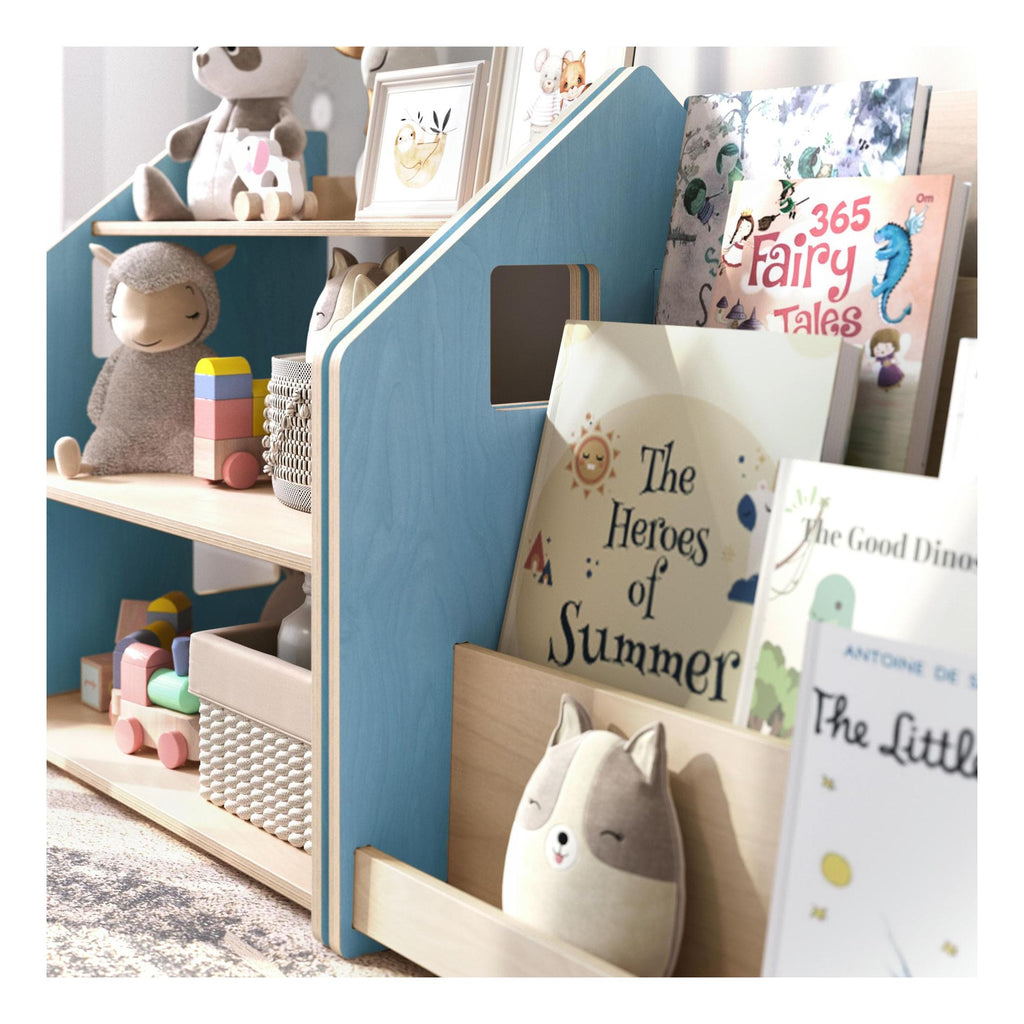 Bibliothèque & Étagère À Jouets Duo – Bleu Clair & Rose