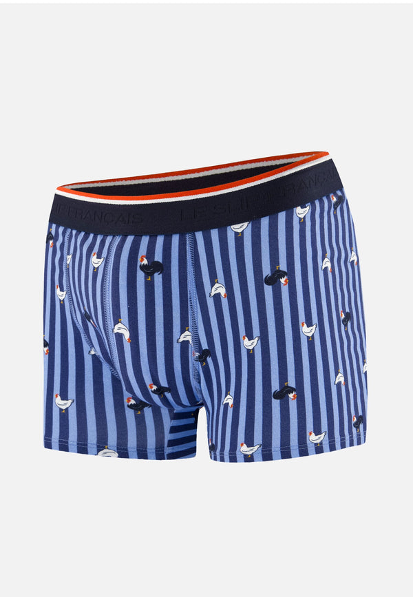 Boxershort Marius Rayure Coq Van Katoen - Staalblauw