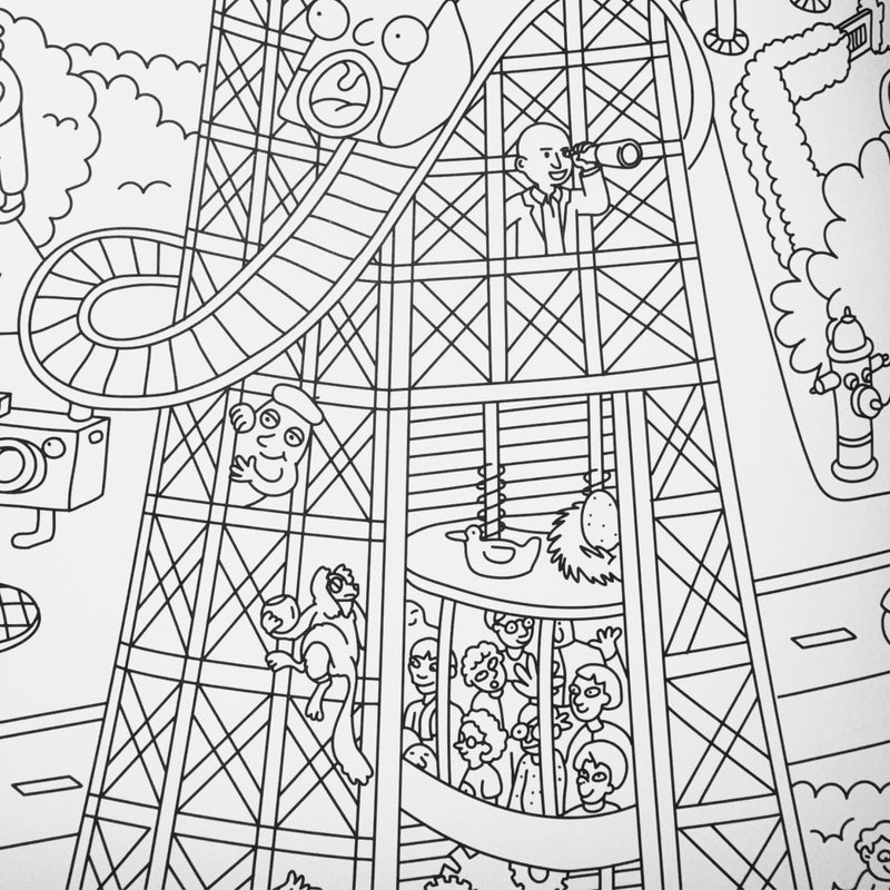 Partie centrale de la Tour Eiffel à colorier, avec escaliers, ascenseur et structures emblématiques PARIS OMY