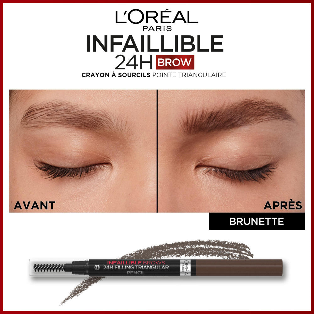 Infallible 24H Brow Lápiz de Cejas Punta Triangular 3 Castaño