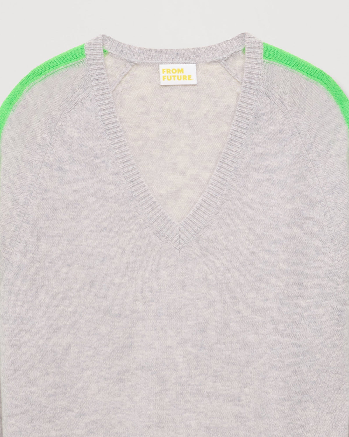 Lightweight Oversized Two-Tone Striped V-Neck Jumper - 1502 Light Mottled Grey - Women