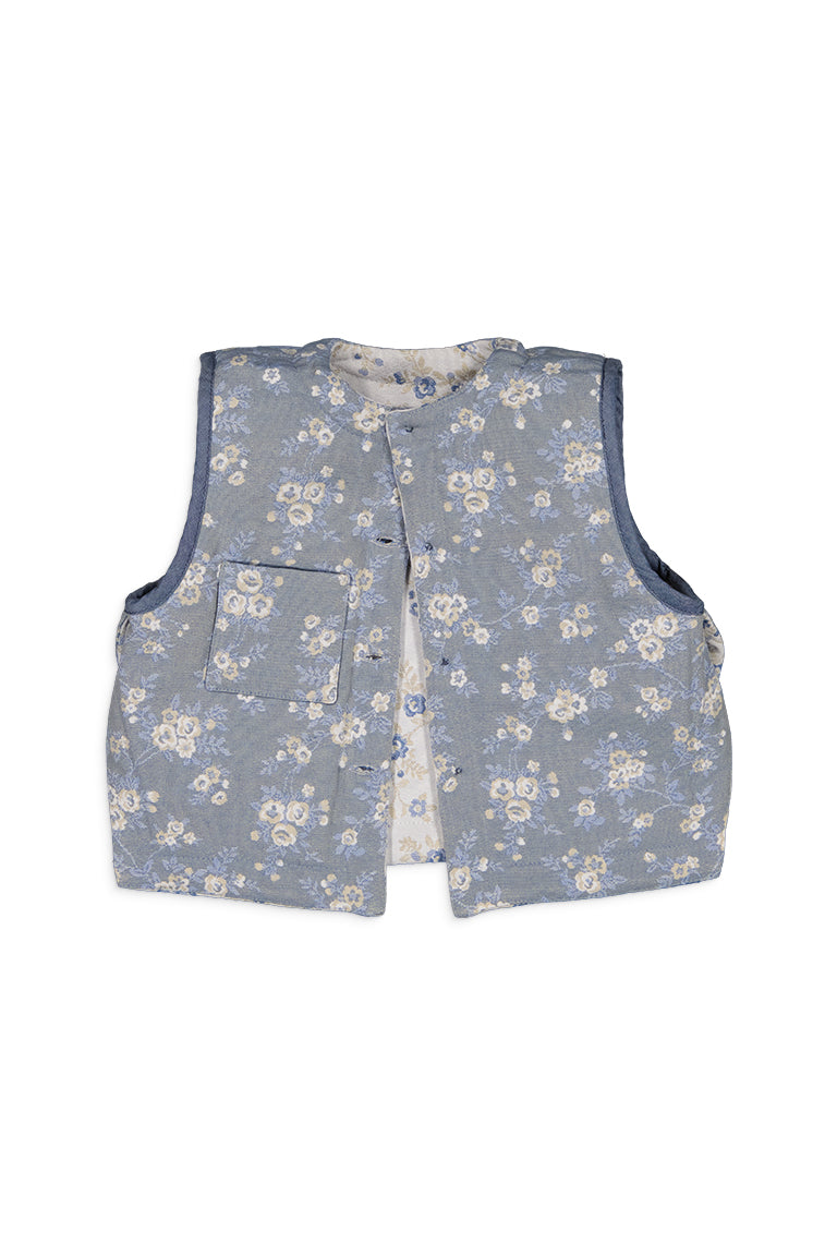 Gilet Bellechasse   Fleurs Bleu Révérsible  - Bleu