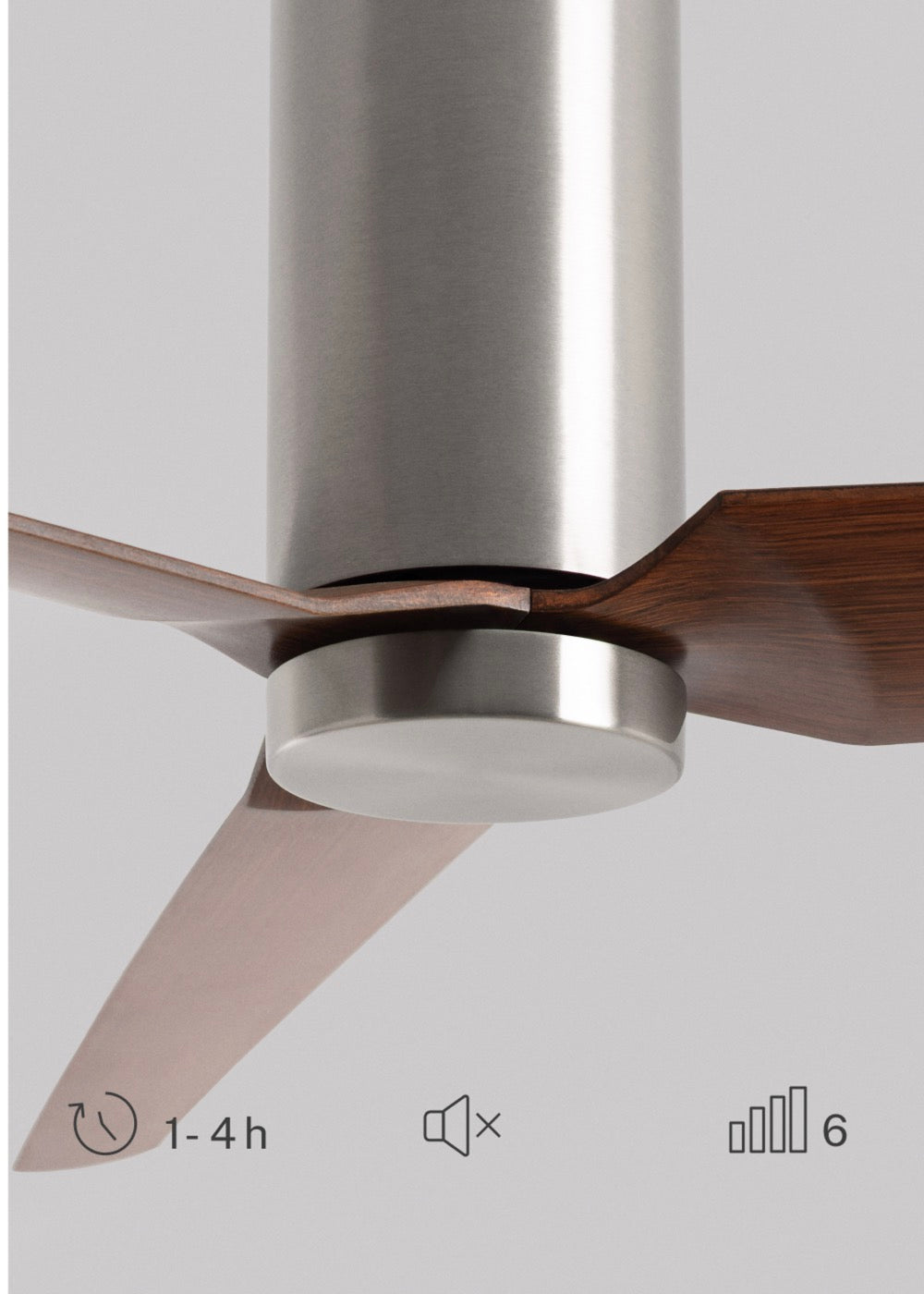 Wind Forma - Ventilateur De Plafond Silencieux 45W Avec Lumière D’Ambiance Optionnelle - Nickel/Effet Bois Foncé