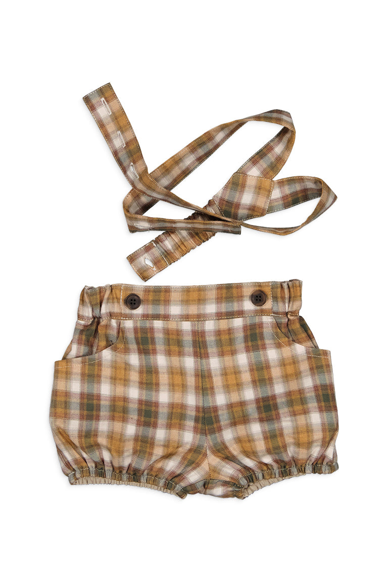 Bloomer À Bretelles Amovibles Ternes- Tartan Camel Vert  Coton Gots  - Multicolore