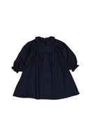 Robe Dauphine En Lainage Col Amovible Broderie Anglaise - Bleu