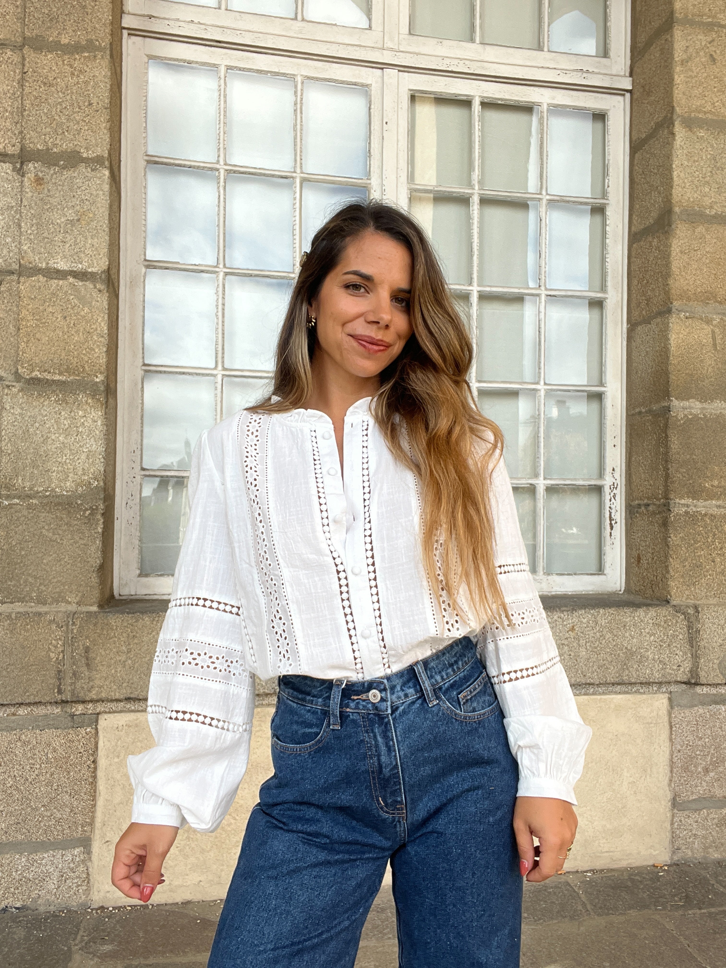 Colombe white embroidered blouse