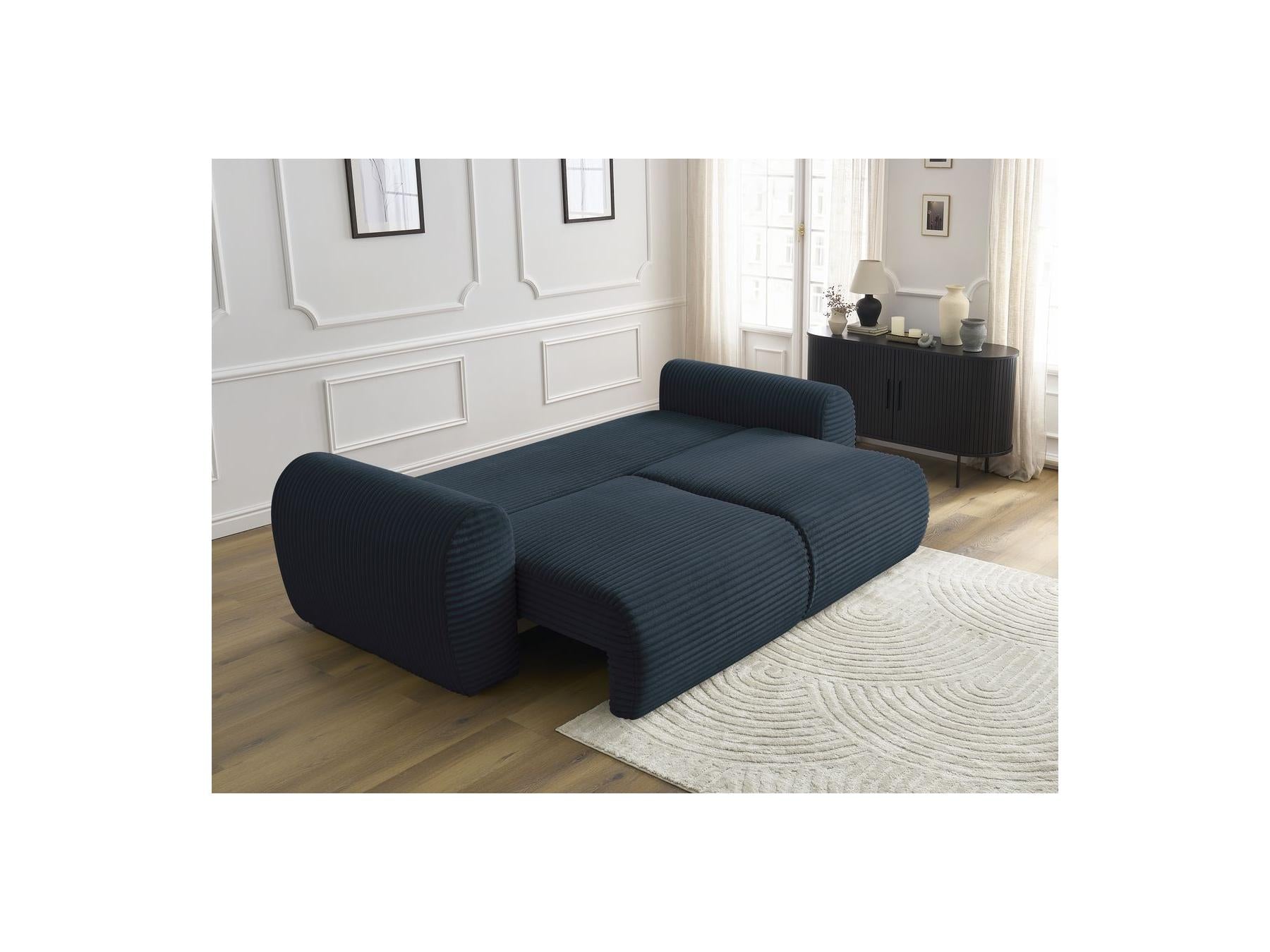 Lucien - Canapé Droit Convertible Coffre - Gros Côtelé Doux